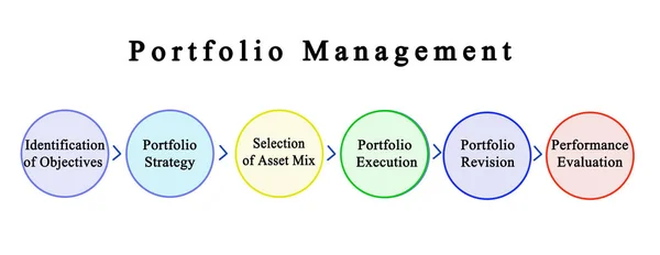 Zes componenten van het portefeuillebeheer — Stockfoto